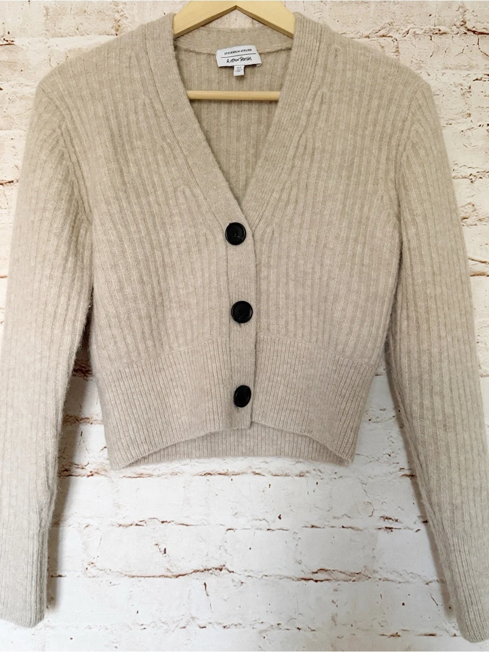 & Other Stories alpaca wool chunky ribbed cardigan sweater - Picture 1 of 5
